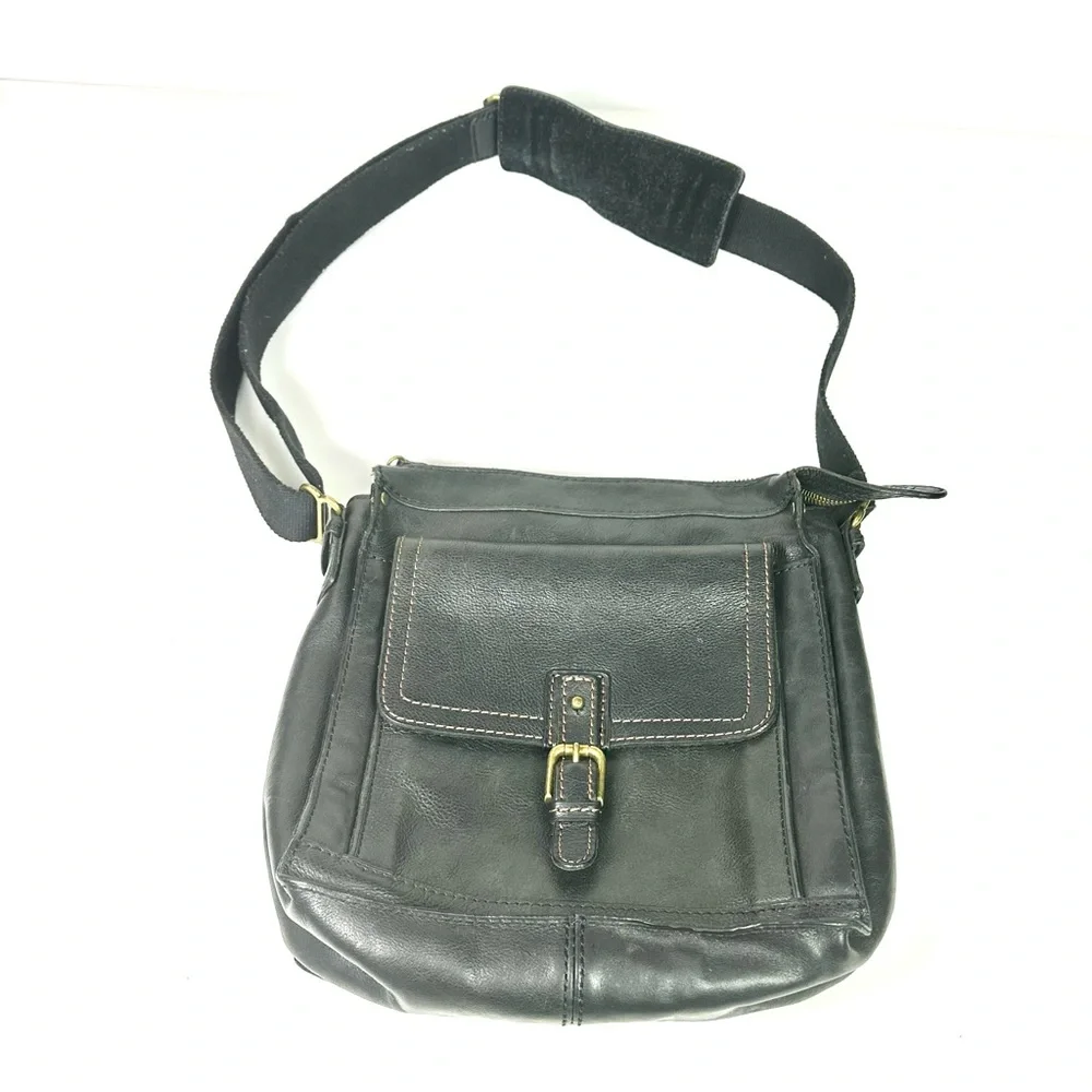 Patricia Nash Men’s Black Leather North / South Crossbody Bag